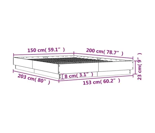 Gultas Rāmis, Betona Pelēks, 150X200 Cm, Inženierijas Koks Vidaxl