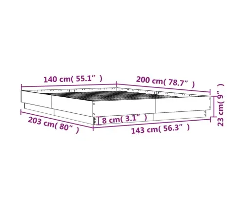 Gultas Rāmis, Ozolkoka Krāsā, 140X200 Cm, Inženierijas Koks Vidaxl