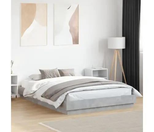 Gultas Rāmis, Betona Pelēks, 120X200 Cm, Inženierijas Koks Vidaxl