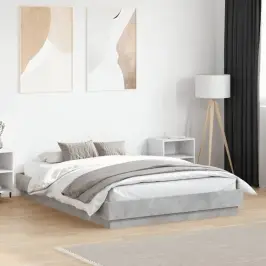 Gultas Rāmis, Betona Pelēks, 135X190 Cm, Inženierijas Koks Vidaxl