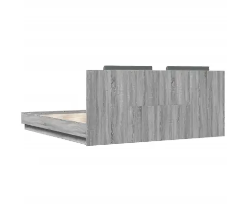 Gultas Rāmis Ar Galvgali, Pelēka Ozolkoka, 200X200 Cm Vidaxl