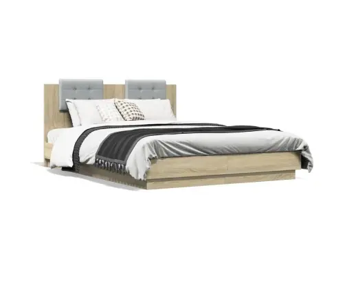 Gultas Rāmis Ar Galvgali, Ozolkoka Krāsā, 150X200 Cm Vidaxl