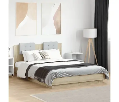 Gultas Rāmis Ar Galvgali, Ozolkoka Krāsā, 150X200 Cm Vidaxl