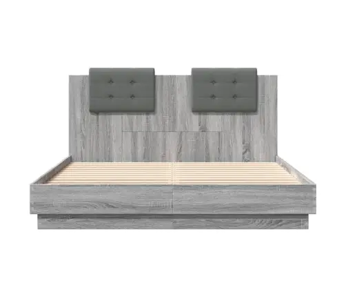 Gultas Rāmis Ar Galvgali, Pelēka Ozola, 150X200 Cm Vidaxl