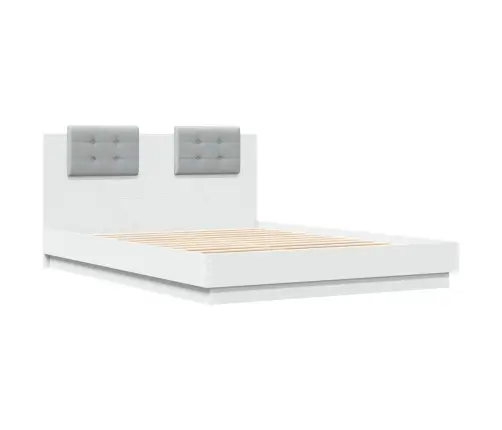 Voodiraam Peatsiga, Valge, 140X200 cm Tehispuit