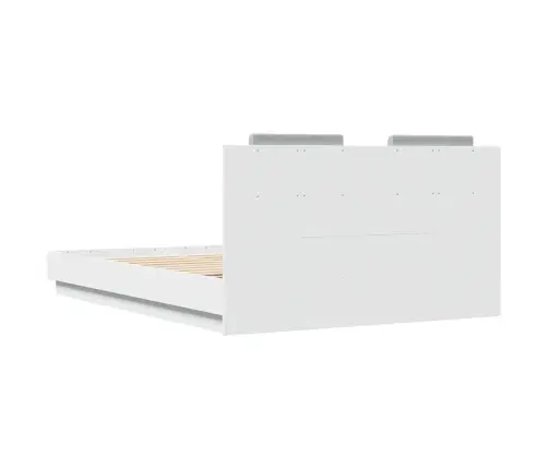 Voodiraam Peatsiga, Valge, 140X200 cm Tehispuit