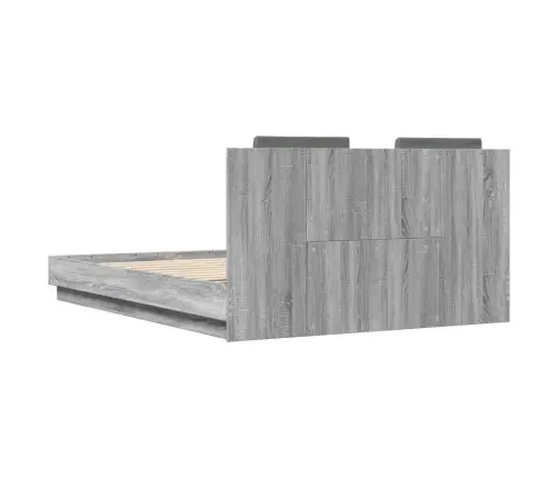 Gultas Rāmis Ar Galvgali, Pelēka Ozolkoka, 140X200 Cm Vidaxl