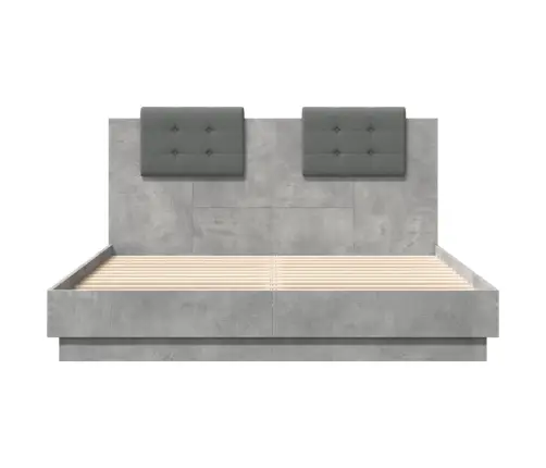 Gultas Rāmis Ar Galvgali, Pelēks, 120X200 Cm, Inženierijas Koks Vidaxl