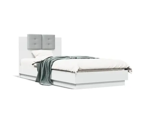 Gultas Rāmis Ar Galvgali, Balts, 100X200 Cm, Inženierijas Koks Vidaxl