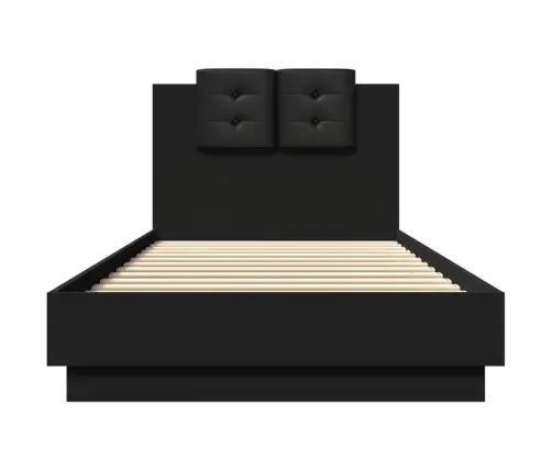 Gultas Rāmis Ar Galvgali, Melns, 100X200 Cm, Inženierijas Koks Vidaxl