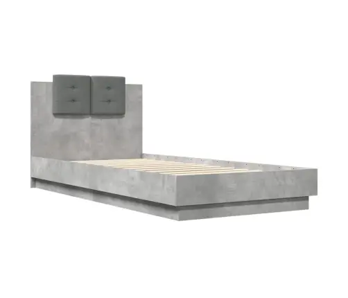 Gultas Rāmis Ar Galvgali, Pelēks, 100X200 Cm, Inženierijas Koks Vidaxl