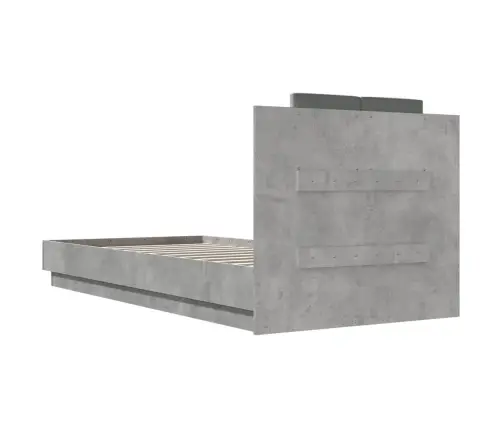 Gultas Rāmis Ar Galvgali, Pelēks, 100X200 Cm, Inženierijas Koks Vidaxl