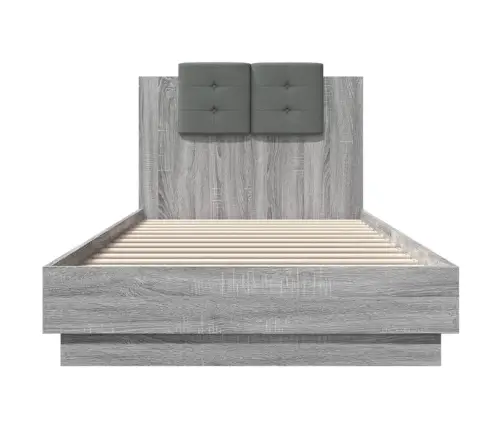 Gultas Rāmis Ar Galvgali, Pelēka Ozola, 100X200 Cm Vidaxl