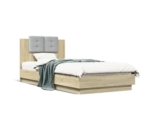 Voodiraam Peatsiga, Sonoma Tamm, 90 X 200 cm Tehispuit