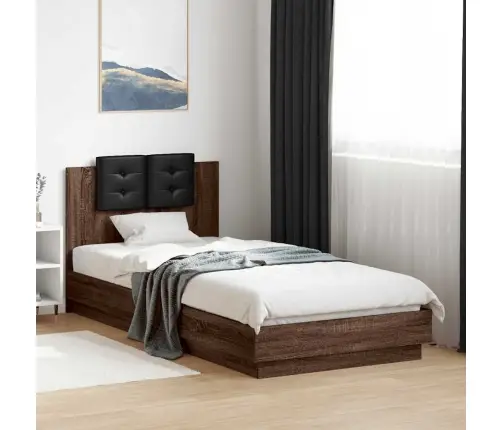 Gultas Rāmis Ar Galvgali, Brūns, 90X200 Cm, Inženierijas Koks Vidaxl