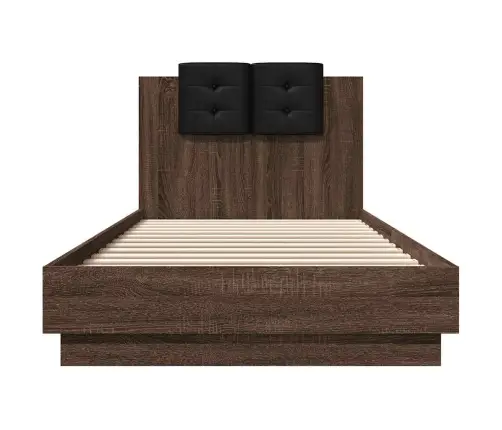Gultas Rāmis Ar Galvgali, Brūns, 90X200 Cm, Inženierijas Koks Vidaxl