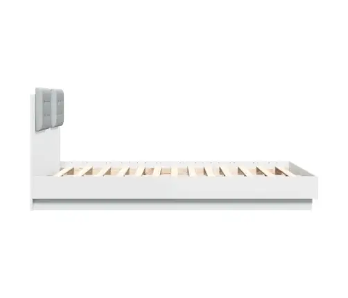 Voodiraam Peatsiga, Valge, 140 X 190 cm Tehispuit