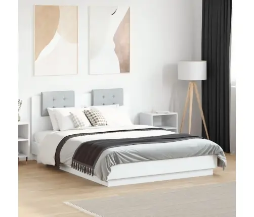 Voodiraam Peatsiga, Valge, 140 X 190 cm Tehispuit