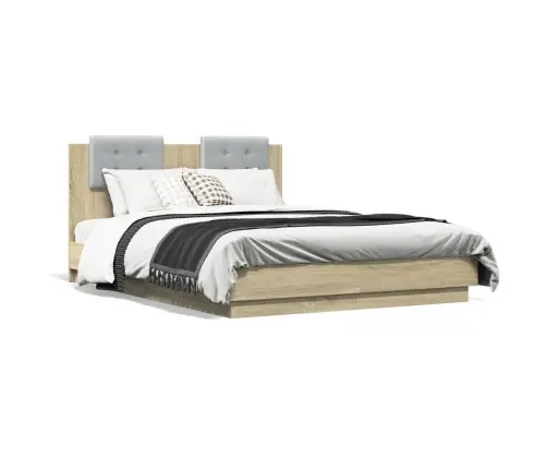 Gultas Rāmis Ar Galvgali, Ozola, 140X190 Cm, Inženierijas Koks Vidaxl