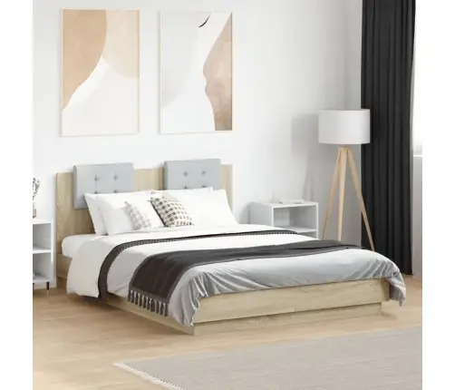 Gultas Rāmis Ar Galvgali, Ozola, 140X190 Cm, Inženierijas Koks Vidaxl