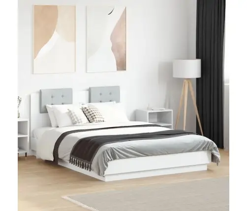 Gultas Rāmis Ar Galvgali, Balts, 120X190 Cm, Inženierijas Koks Vidaxl