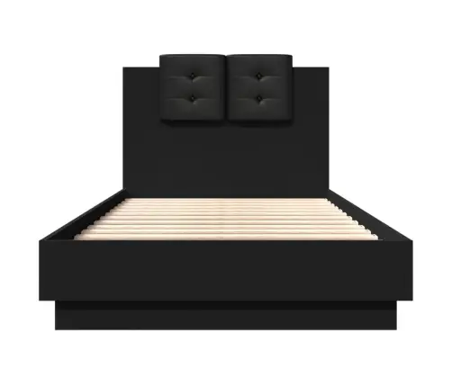 Gultas Rāmis Ar Galvgali, Melns, 90X190 Cm, Inženierijas Koks Vidaxl