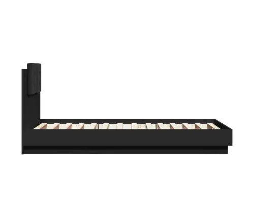 Gultas Rāmis Ar Galvgali, Melns, 90X190 Cm, Inženierijas Koks Vidaxl