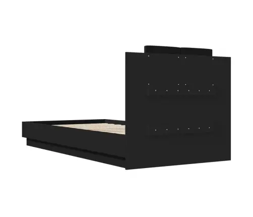 Gultas Rāmis Ar Galvgali, Melns, 90X190 Cm, Inženierijas Koks Vidaxl