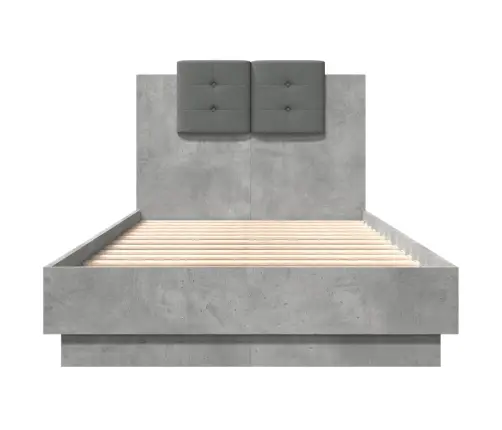 Gultas Rāmis Ar Galvgali, Pelēks, 90X190 Cm, Inženierijas Koks Vidaxl