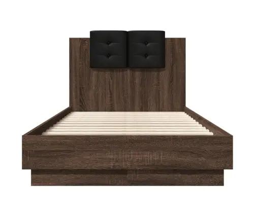 Gultas Rāmis Ar Galvgali, Brūns, 90X190 Cm, Inženierijas Koks Vidaxl