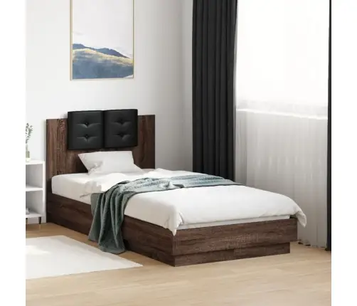 Gultas Rāmis Ar Galvgali, Brūns, 90X190 Cm, Inženierijas Koks Vidaxl