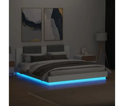 Gultas Rāmis Ar Galvgali Un Led, Balts, 200X200 Cm Vidaxl
