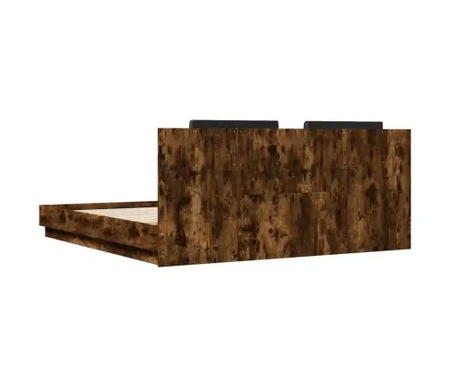 Gultas Rāmis Ar Galvgali Un Led, Koka Krāsa, 200X200 Cm Vidaxl