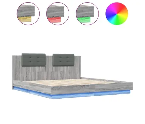 Lovos Rėmas Su Galvūgaliu Ir Led, Pilkas Ąžuolo, 200X200Cm