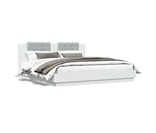 Gultas Rāmis Ar Galvgali Un Led, Balts, 180X200 Cm Vidaxl