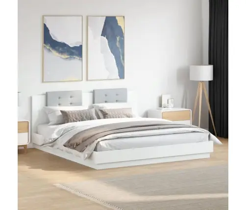 Gultas Rāmis Ar Galvgali Un Led, Balts, 180X200 Cm Vidaxl