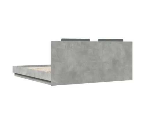 Gultas Rāmis Ar Galvgali Un Led, Betona Pelēks, 180X200 Cm Vidaxl