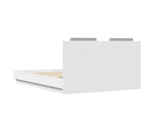 Gultas Rāmis Ar Galvgali Un Led, Balts, 150X200 Cm Vidaxl