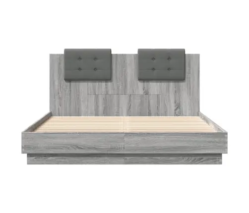 Voodiraam Peatsi Ja Led-Tuledega, Hall Sonoma Tamm, 140X200 Cm