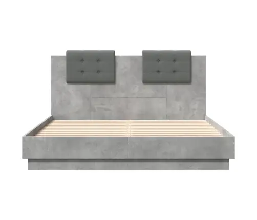 Lovos Rėmas Su Galvūgaliu Ir Led, Betono Pilkas, 120X200Cm