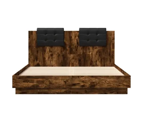 Gultas Rāmis Ar Galvgali Un Led, Koka Krāsa, 120X200 Cm Vidaxl