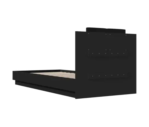 Gultas Rāmis Ar Galvgali Un Led, Melns, 100X200 Cm Vidaxl