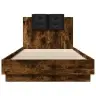 Gultas Rāmis Ar Galvgali Un Led, Koka Krāsa, 100X200 Cm Vidaxl