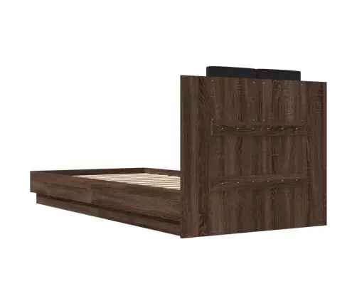 Gultas Rāmis Ar Galvgali Un Led, Brūna Koka Krāsa, 100X200 Cm Vidaxl