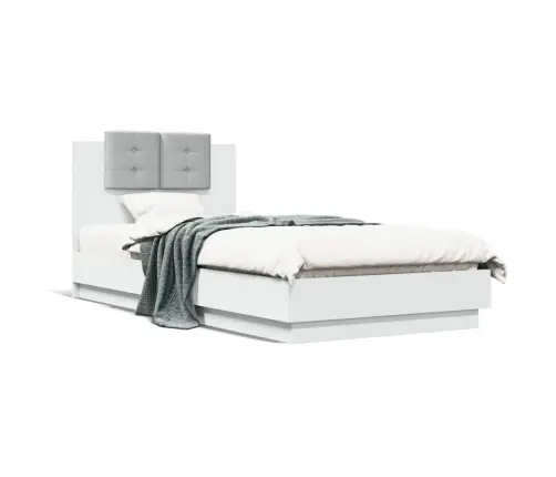 Gultas Rāmis Ar Galvgali Un Led, Balts, 90X200 Cm Vidaxl