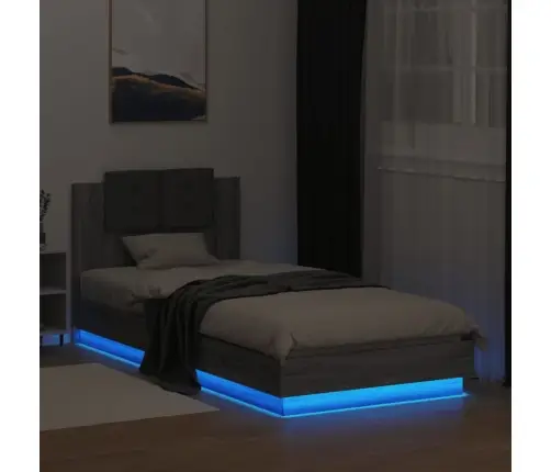 Voodiraam Peatsi Ja Led-Tuledega, Hall Sonoma Tamm, 90 X 200 Cm