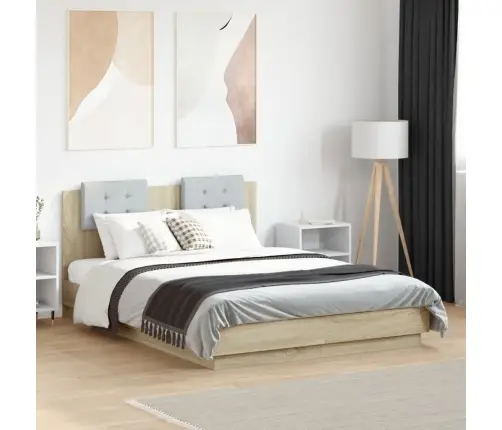 Gultas Rāmis Ar Galvgali Un Led, Koka Krāsa, 120X190 Cm Vidaxl