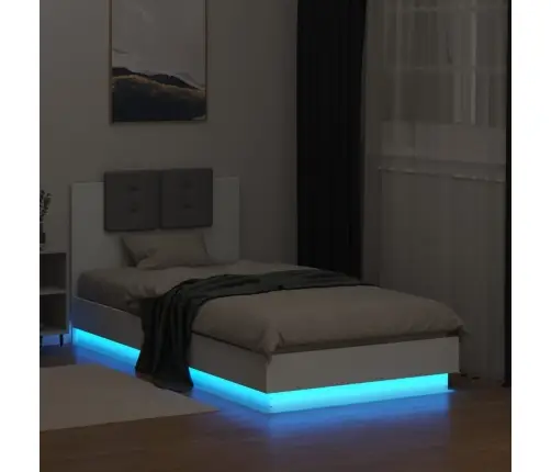 Voodiraam Peatsi Ja Led-Tuledega, Valge, 90 X 190 Cm