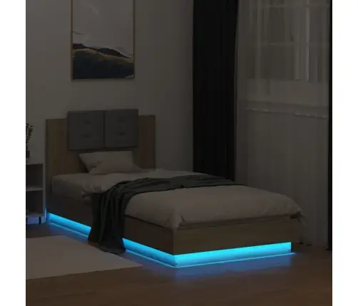 Lovos Rėmas Su Galvūgaliu Ir Led Lemputėmis, Ąžuolo, 90X190Cm