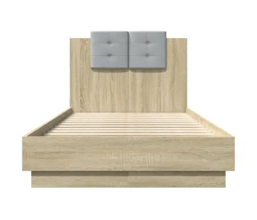 Gultas Rāmis Ar Galvgali Un Led, Koka Krāsa, 90X190 Cm Vidaxl